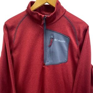 Columbia Men's M Red Quarter Zip‎ Fleece Pullover Sweatshirt Jacket Wicking